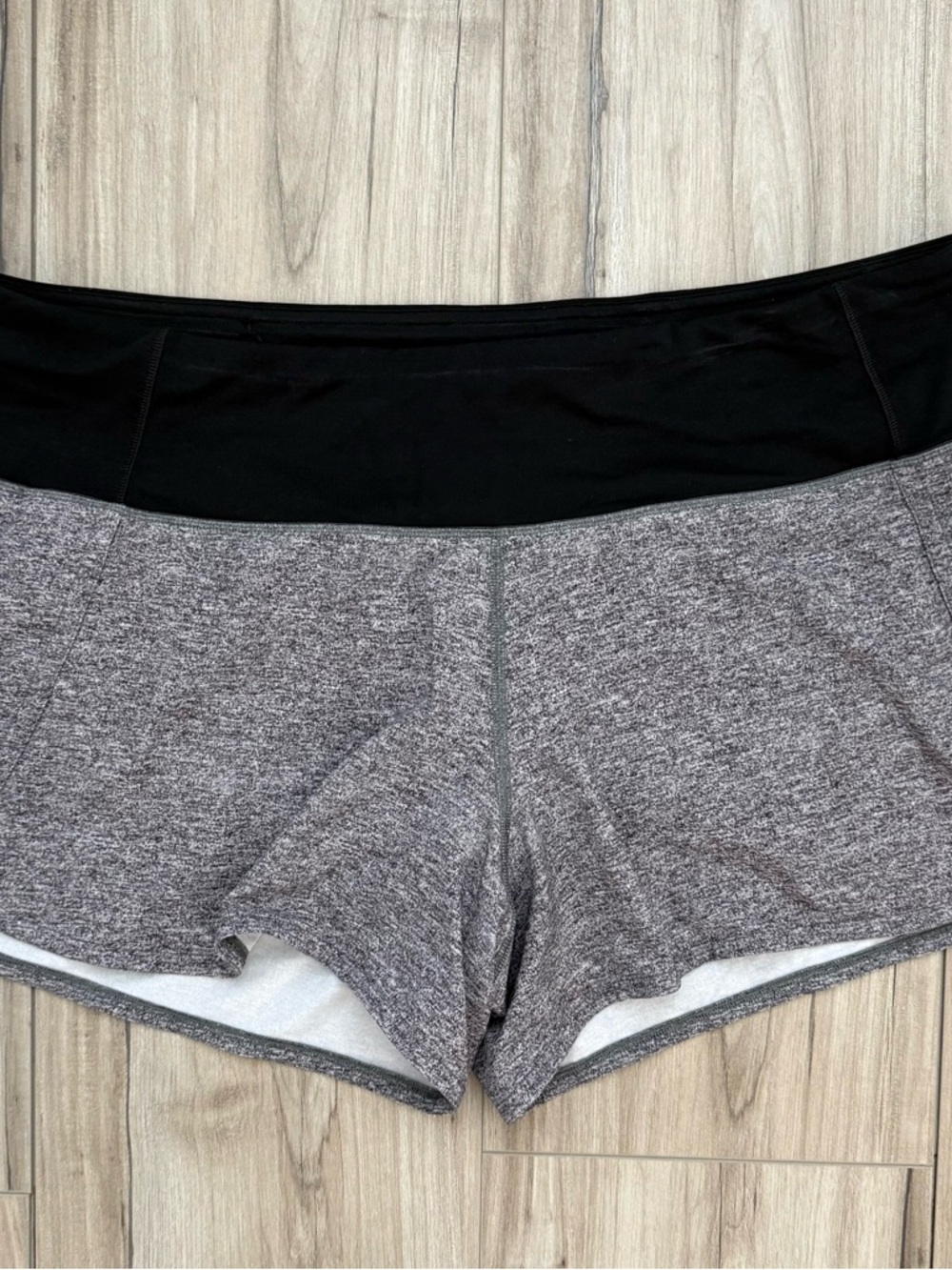 Lululemon Heather Gray Black Athletic Running Shorts Size 12